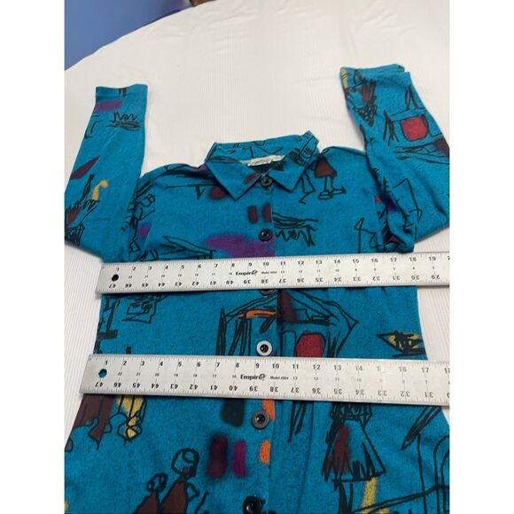 Parsley & Sage Art To Wear Blue Boho Button Up Cardigan Jacket Size Small - Picture 6 of 8